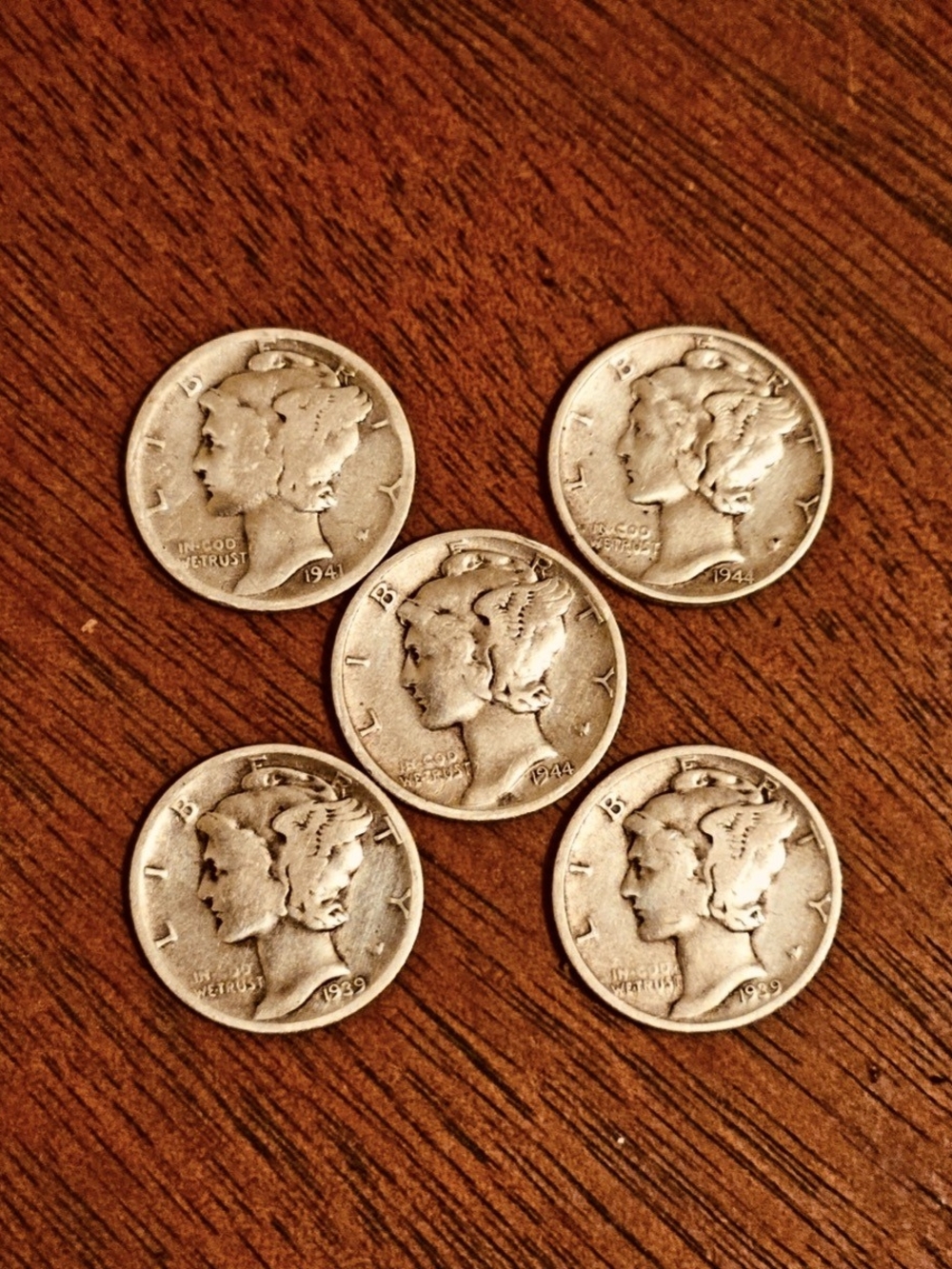 Mercury Dime Silver Coin Set - Vintage Silver Tone